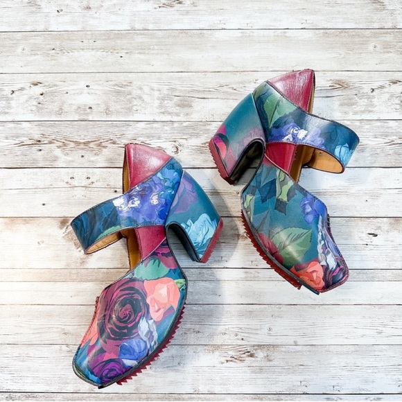 John Fluevog Prepare Leader Platform Mary Jane Heels Floral Size 6 - Picture 9 of 16